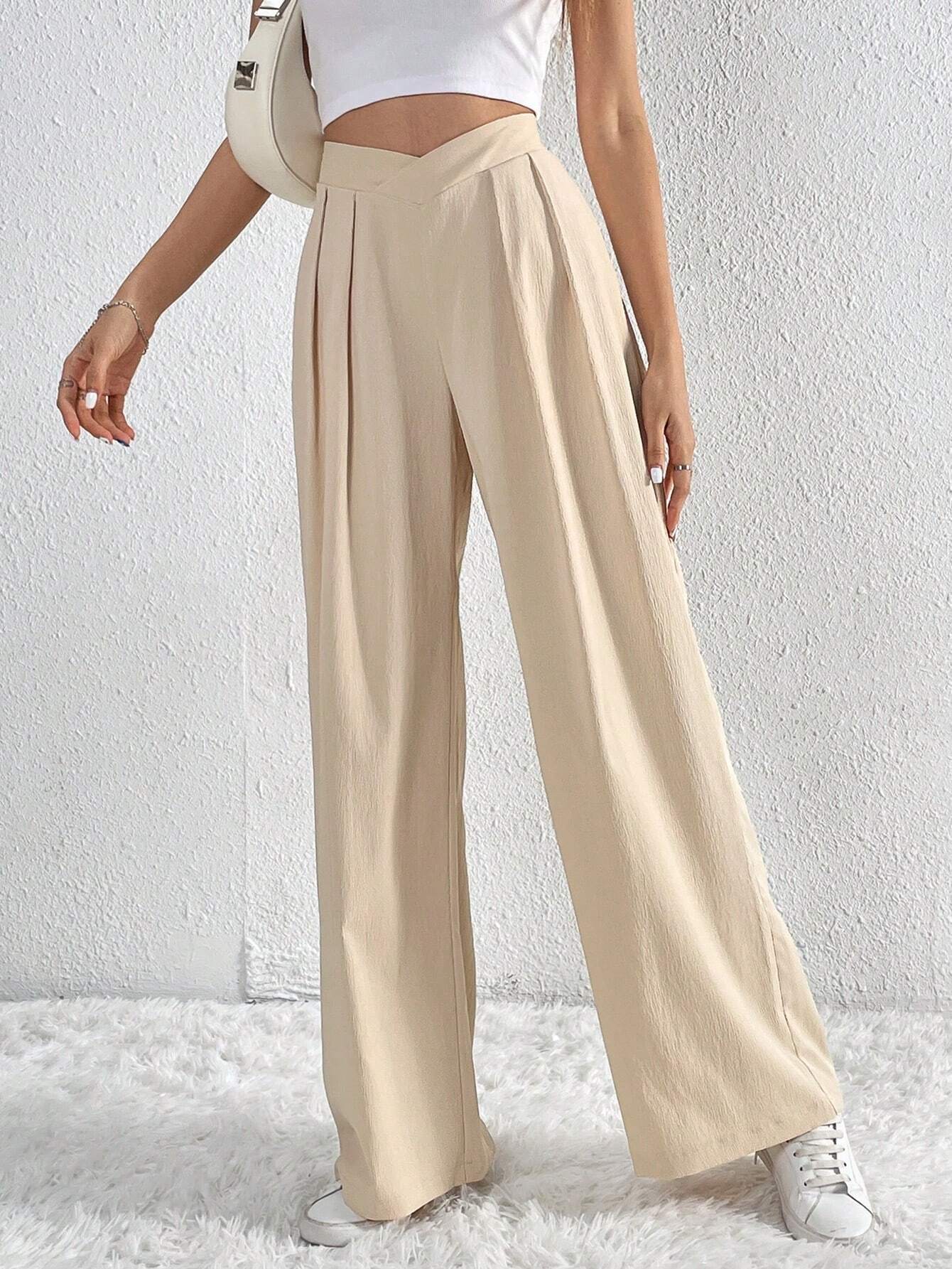 Women’s Spring/Summer 2026 New Arrival Commuter Style Pleated Casual Wide-Leg Loose Long Pants