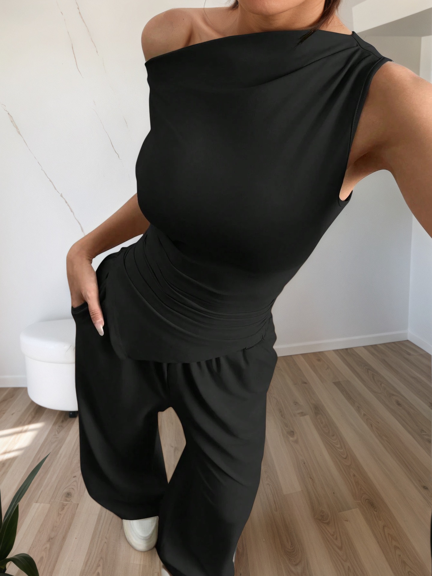 Women’s Summer Solid Sleeveless Tank Top Long Pants Fashion Set – Sexy Casual Two-Piece Set