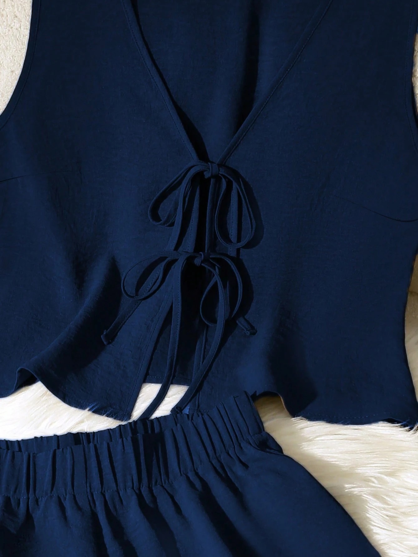 Women’s Spring/Summer New Arrival Elegant Sleeveless Tie Simple Versatile Casual Set – Cross-Border Exclusive