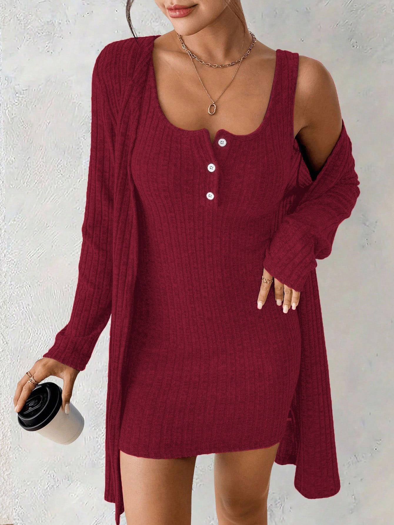 Women’s Button Cardigan Set – Bestseller Fall Casual Off-Shoulder Style