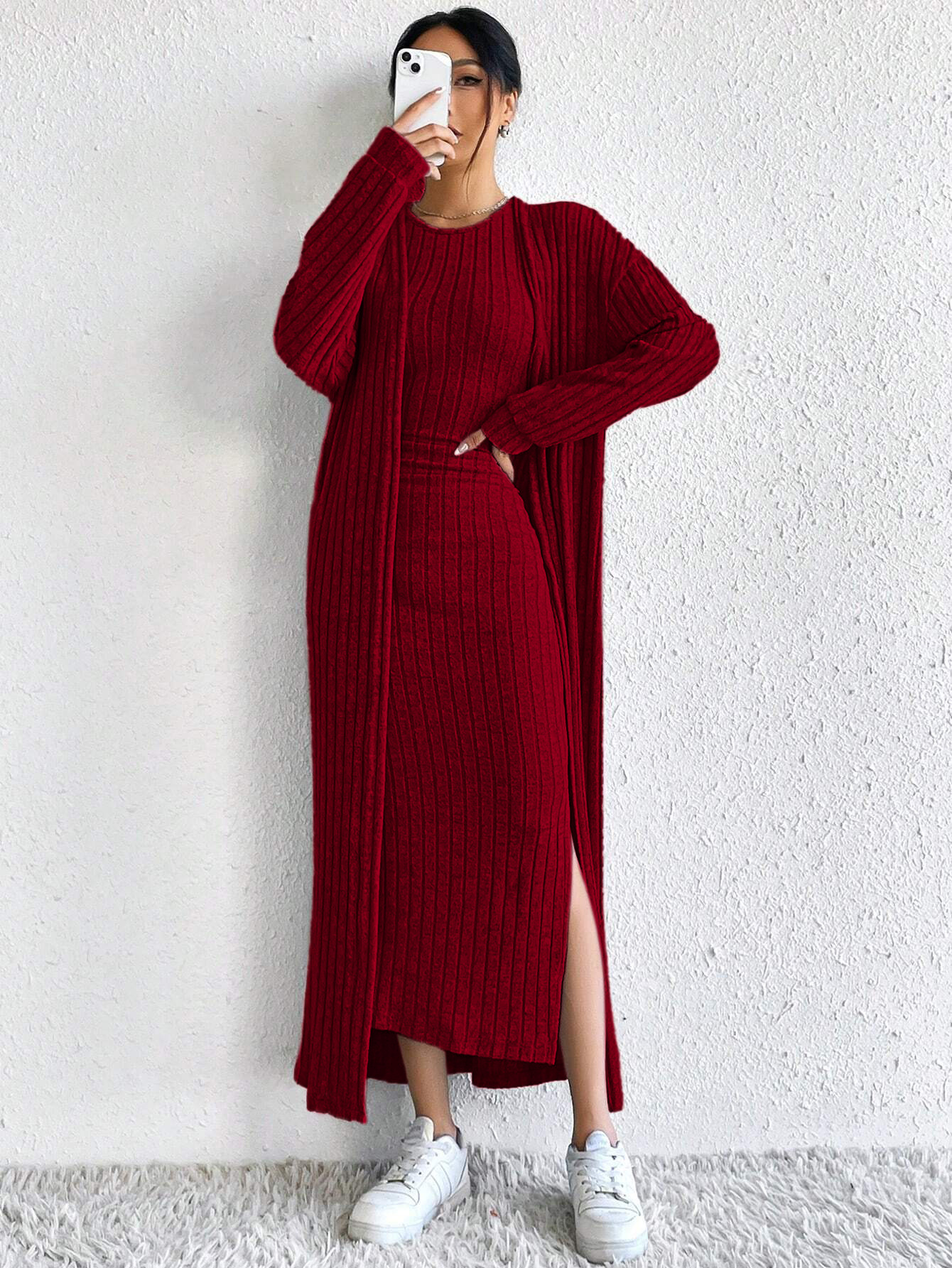 Women’s Dress & Jacket Set – 2026 Fall/Winter Lazy Minimalist Style