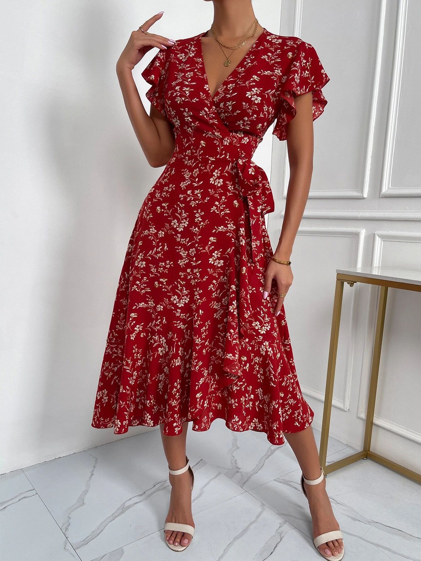 Women’s 2026 Sexy Deep V-Neck Tie Waist Bestseller Floral Resort Maxi Dress