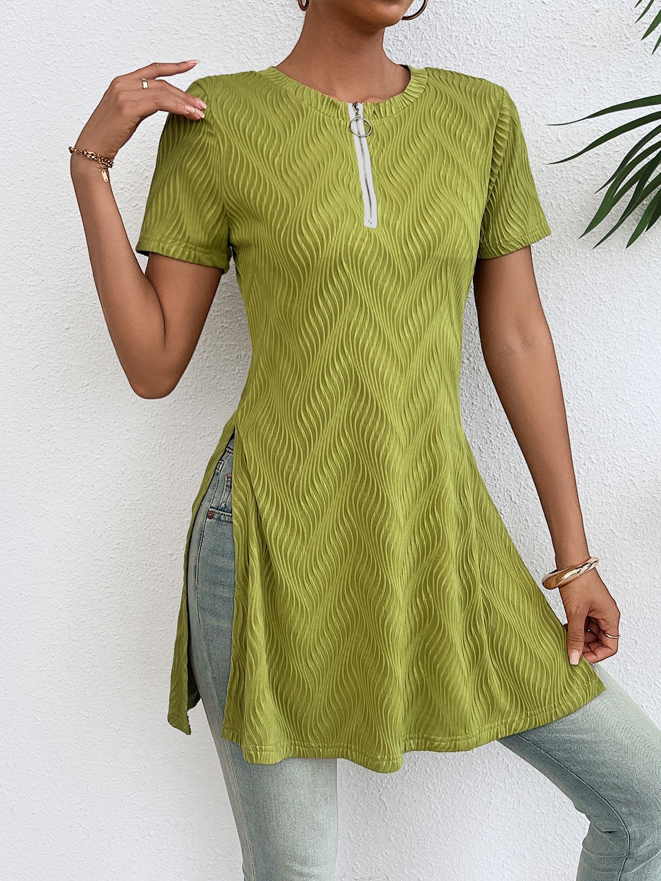 Women’s Spring Sexy A-Line Mini Dress with Short Sleeves and Zipper