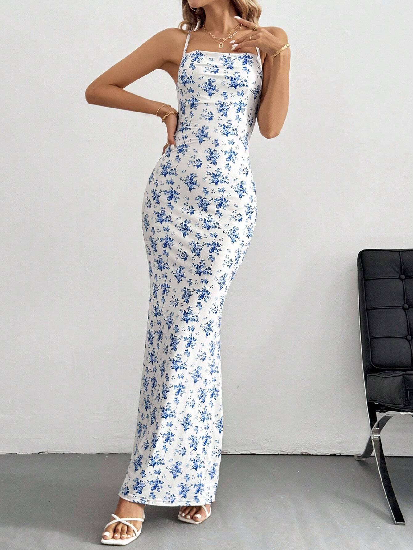 Women’s 2026 Spring/Summer New Arrival Sweet Fresh Camisole Backless Floral Resort Dress