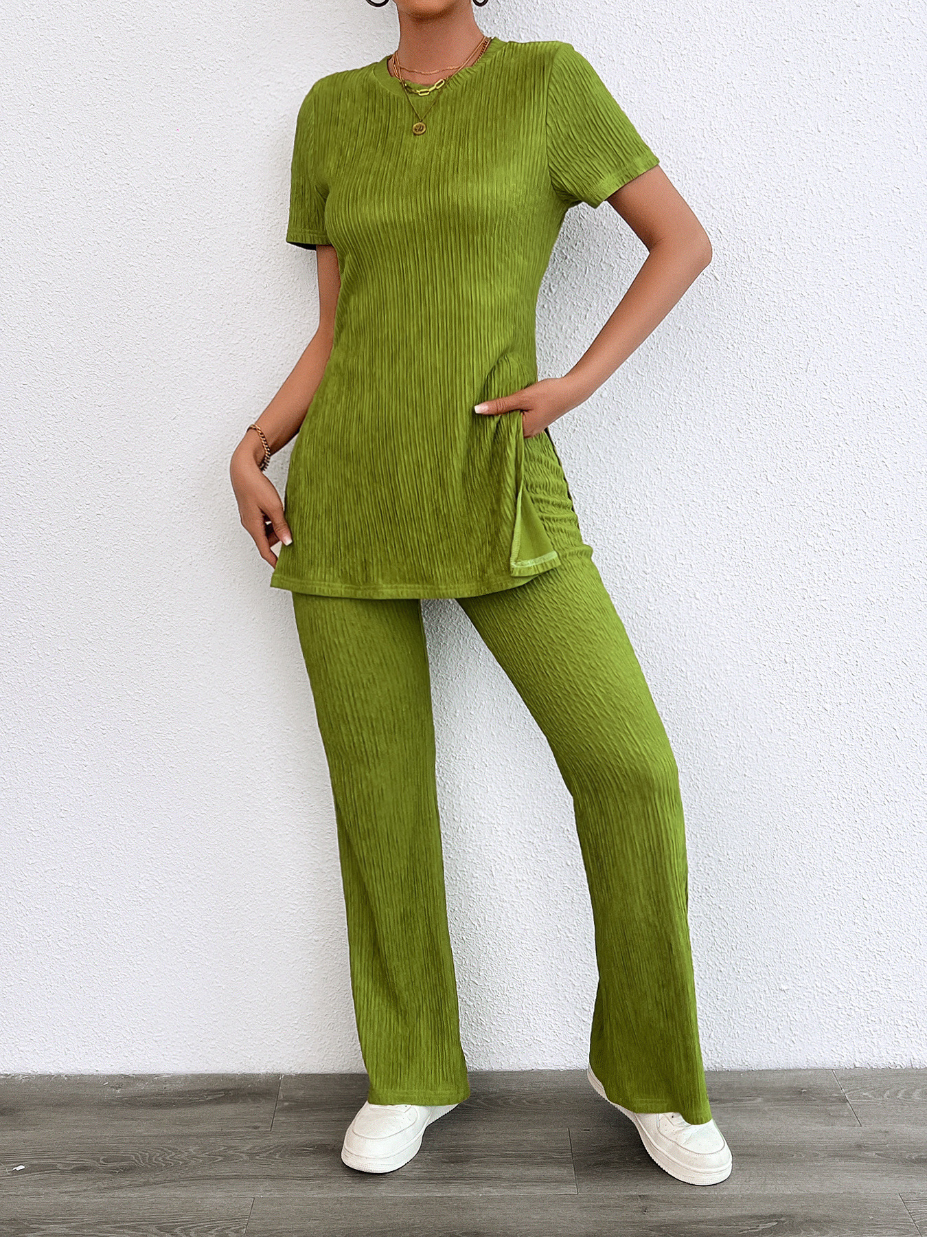 Women’s Summer Casual Fashion Striped Round Neck Two-Piece Set – Bestseller