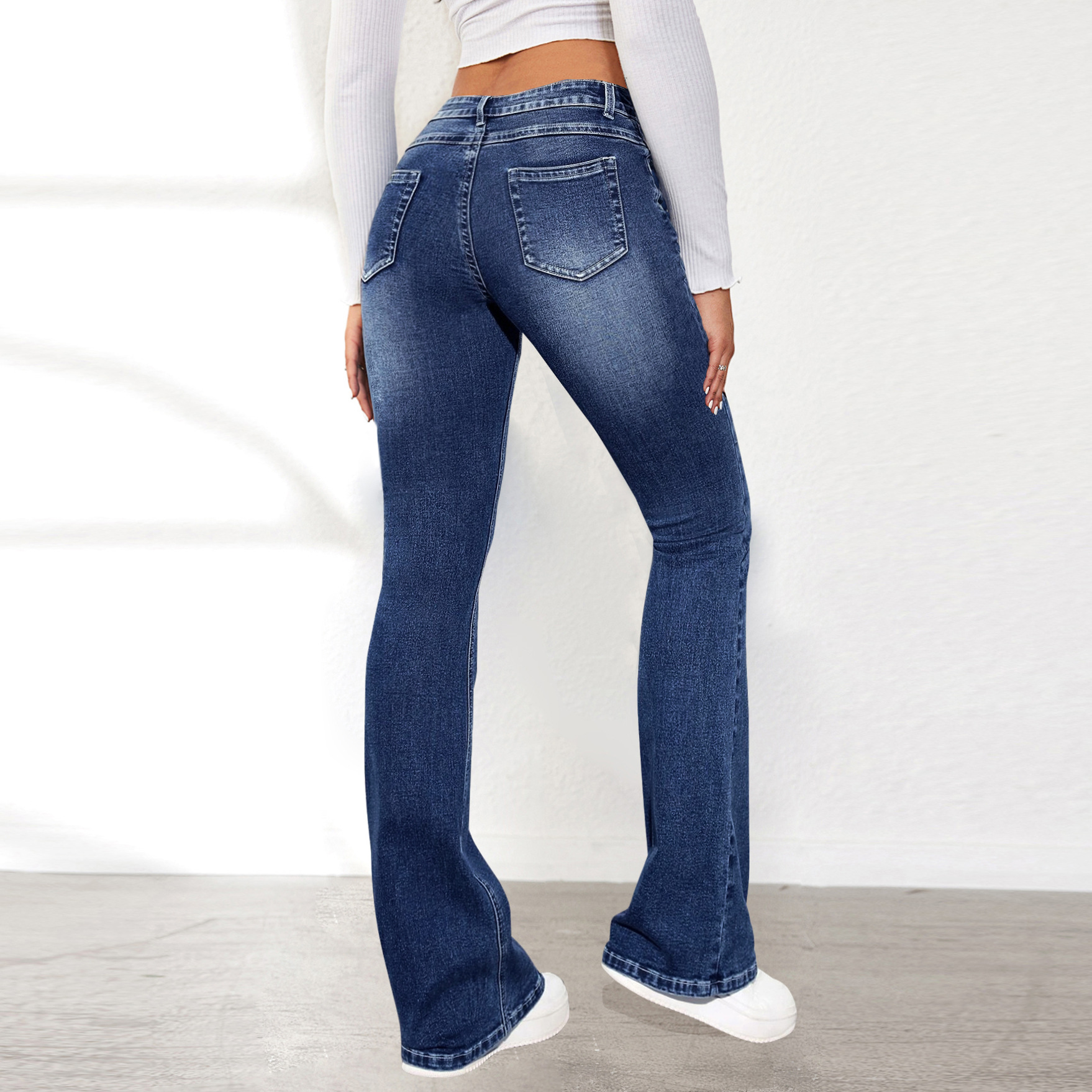 Women’s Stretch Flared Jeans – Summer New Arrival, Vintage Washed Long Denim Pants