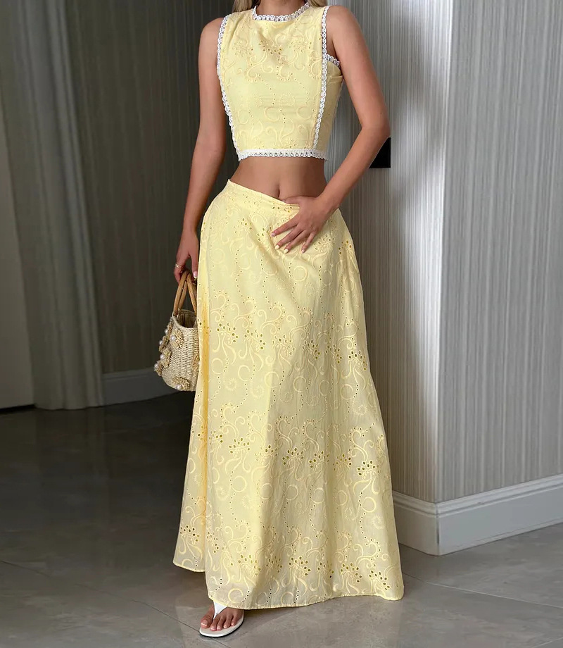 Women’s Sleeveless Maxi Dress Two-Piece Set with Pockets – INS Casual Vacation Loose Fit