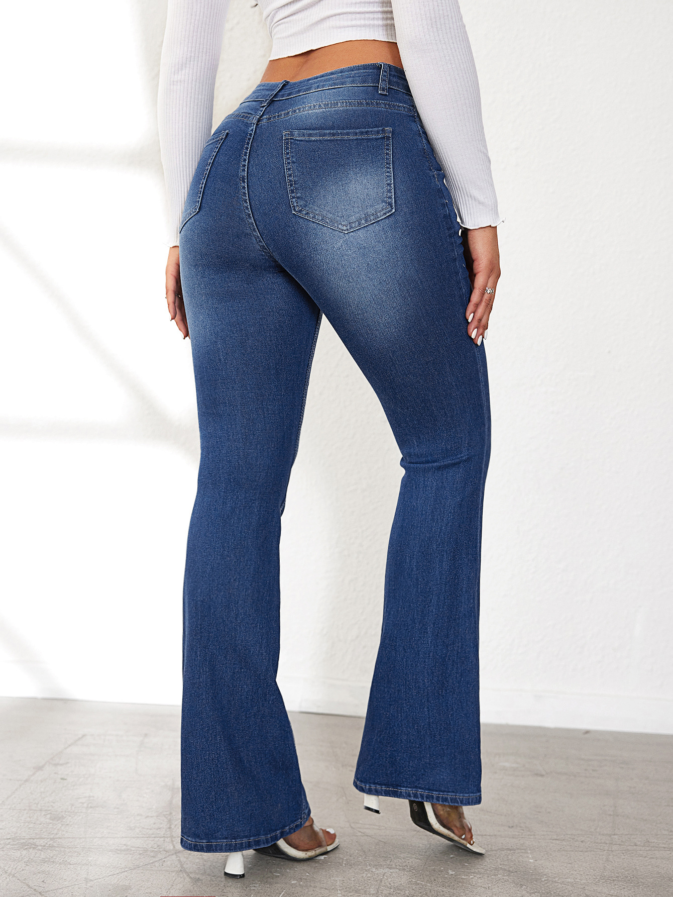 Women’s Fashion High-Waist Stretch Slim-Fit Flared Jeans