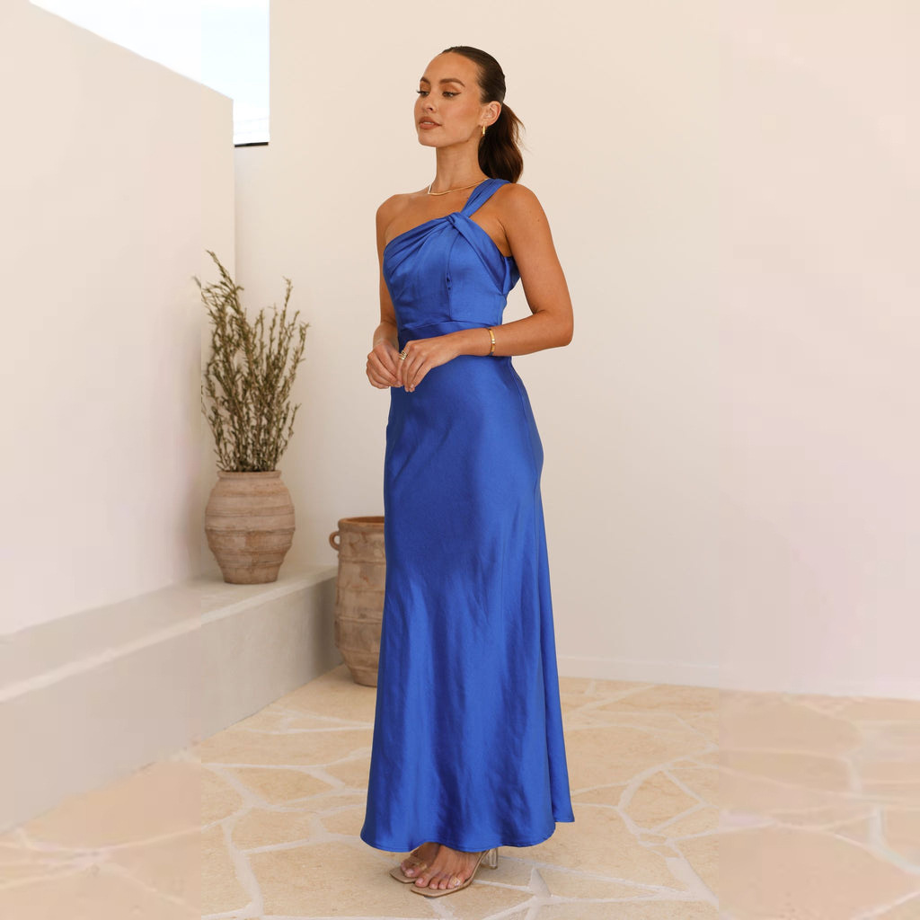 Women’s New Arrival Slit Fashion Sexy Backless Solid Evening Camisole Maxi Dress