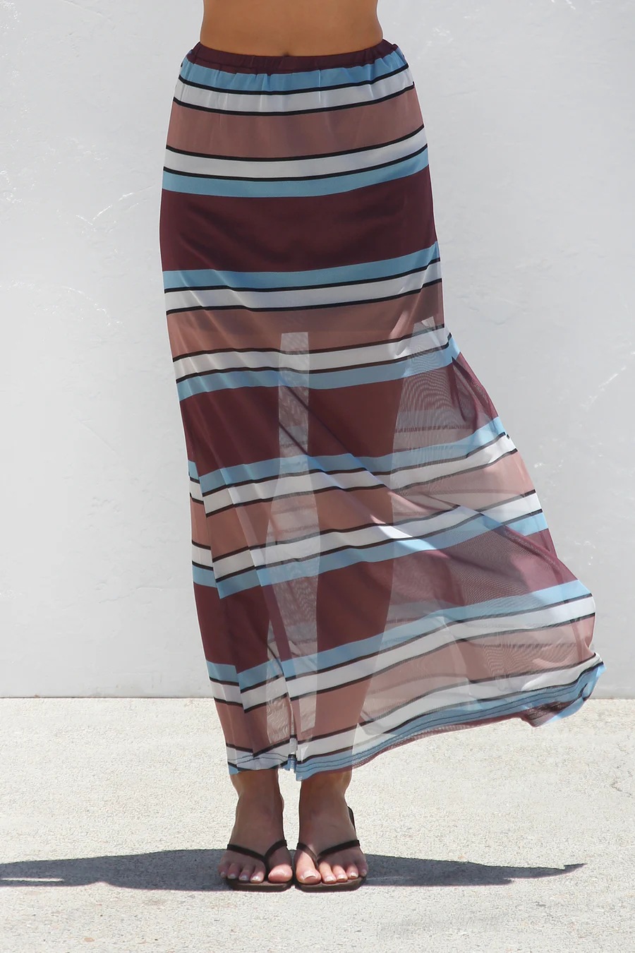 Women’s New Arrival Mesh Polka Dot Stripe Print Casual Resort Skirt