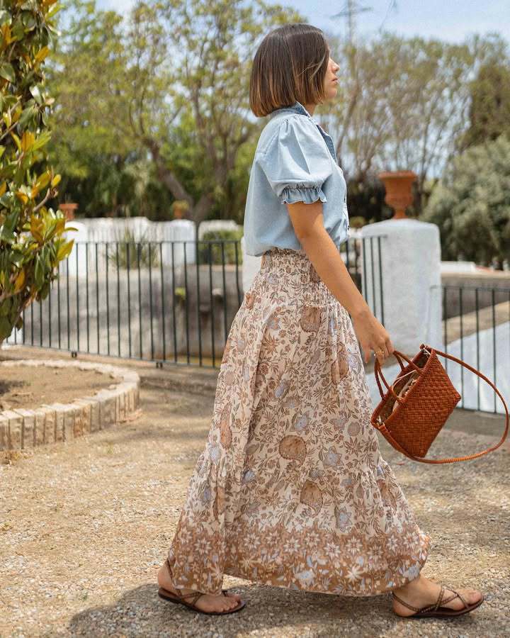 Women’s Summer New Arrival Bohemian Print Resort Flared Skirt