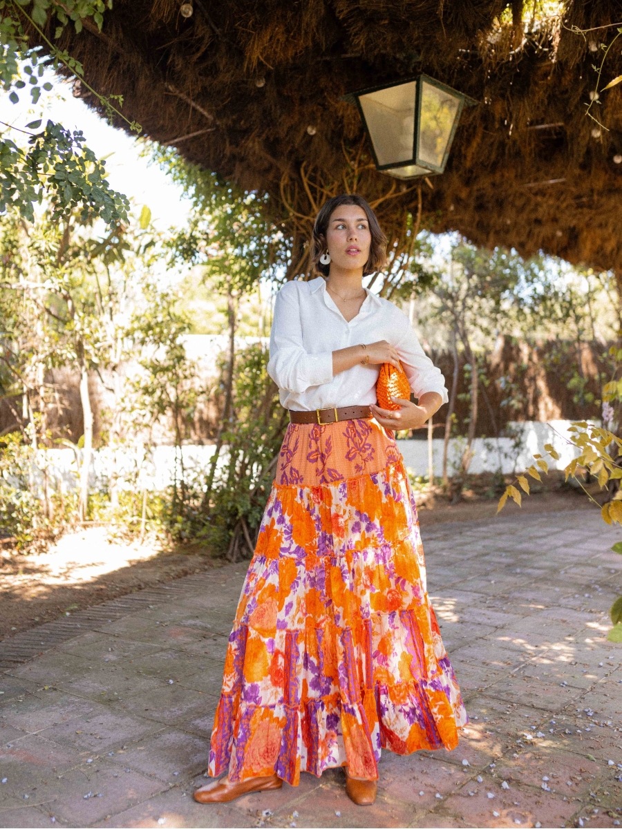 Women’s Summer New Arrival Bohemian Flared Print Ruffled Long Skirt