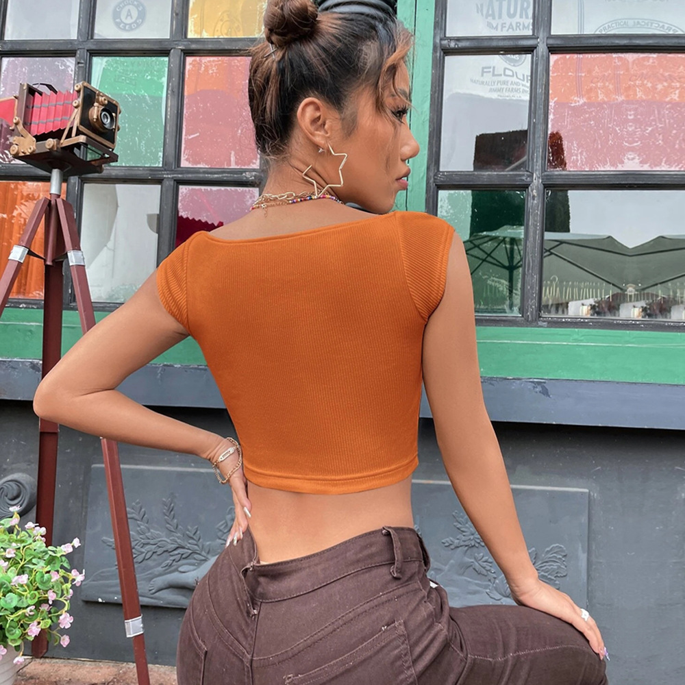 Women’s New Arrival Ins Influencer Style Slim-Fit Square Neck Cropped Sleeveless T-Shirt Tank Top