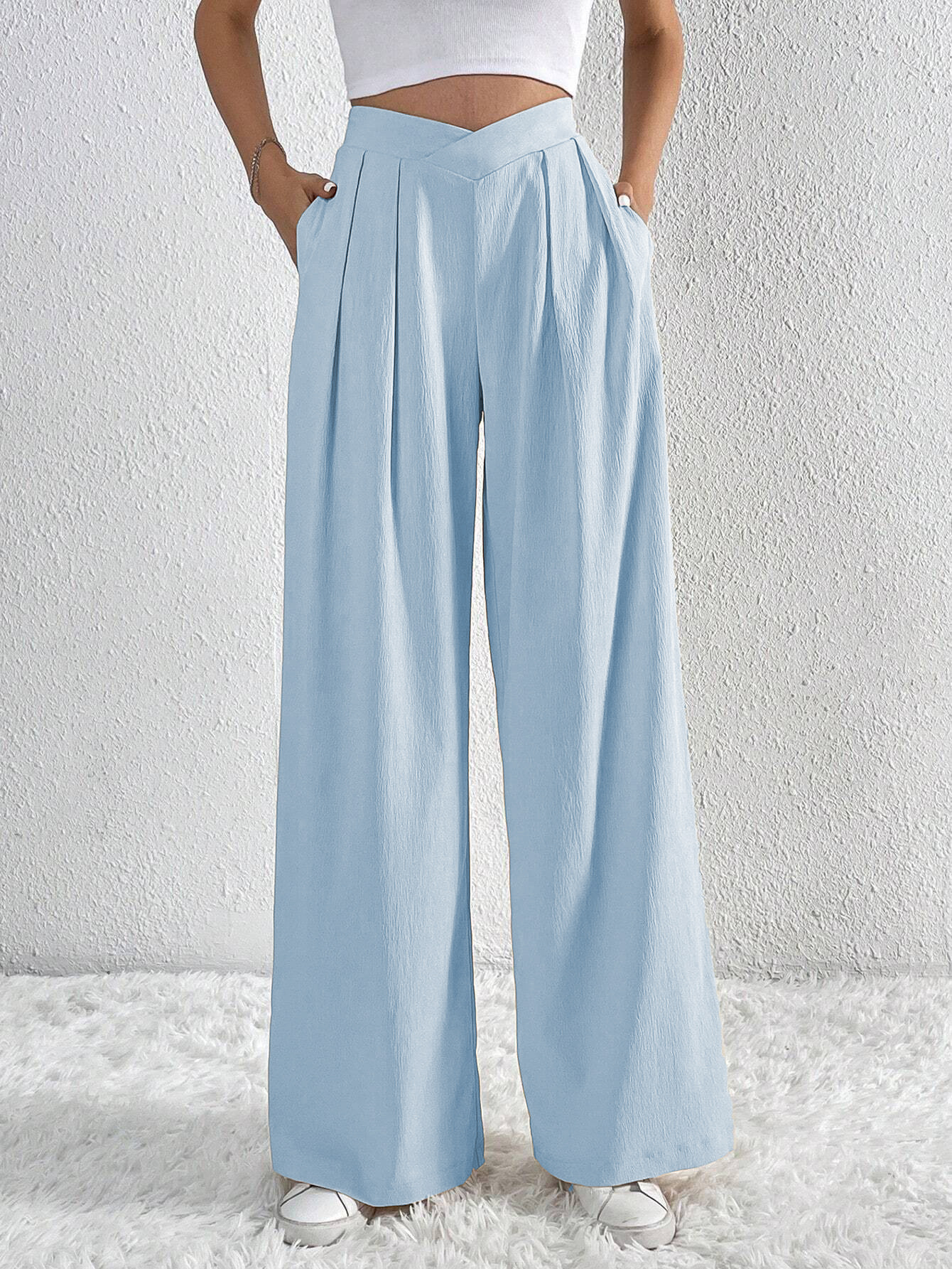 Women’s Spring/Summer 2026 New Arrival Commuter Style Pleated Casual Wide-Leg Loose Long Pants