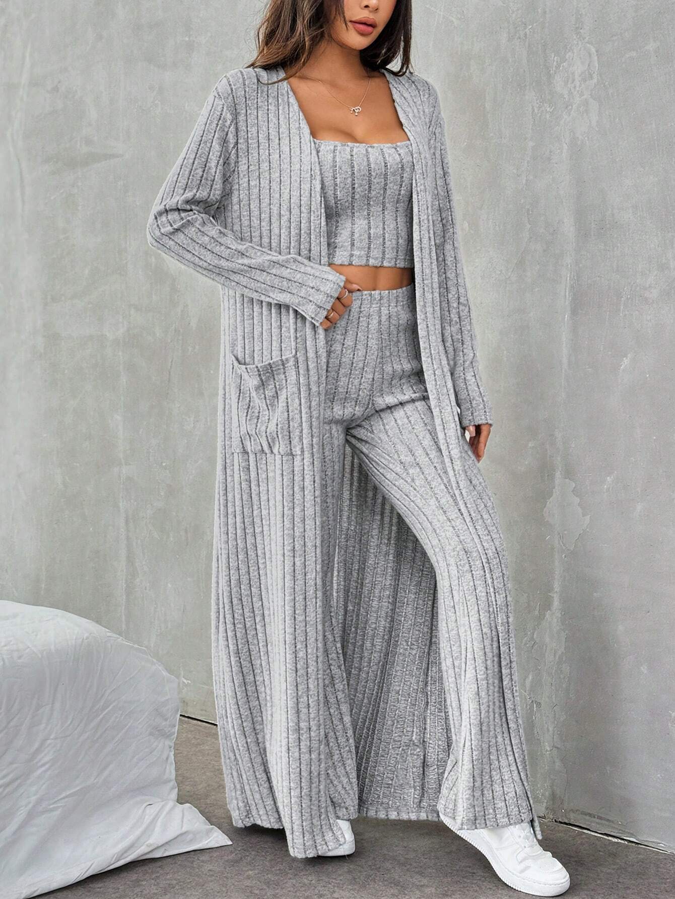 Women’s Knit Three-Piece Set – 2026 Spring/Summer Lazy Casual Style