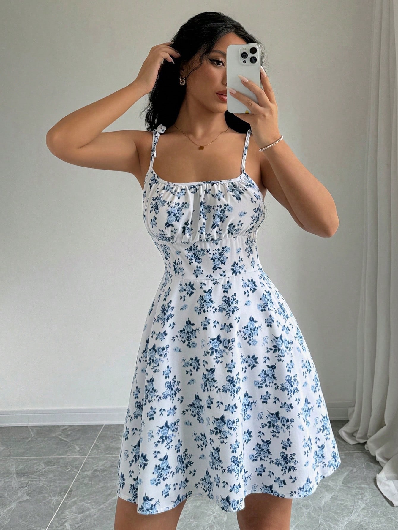Women’s 2026 Summer New Arrival Bestseller Floral Camisole Short Dress – Square Neck Soft Style Mini Dress