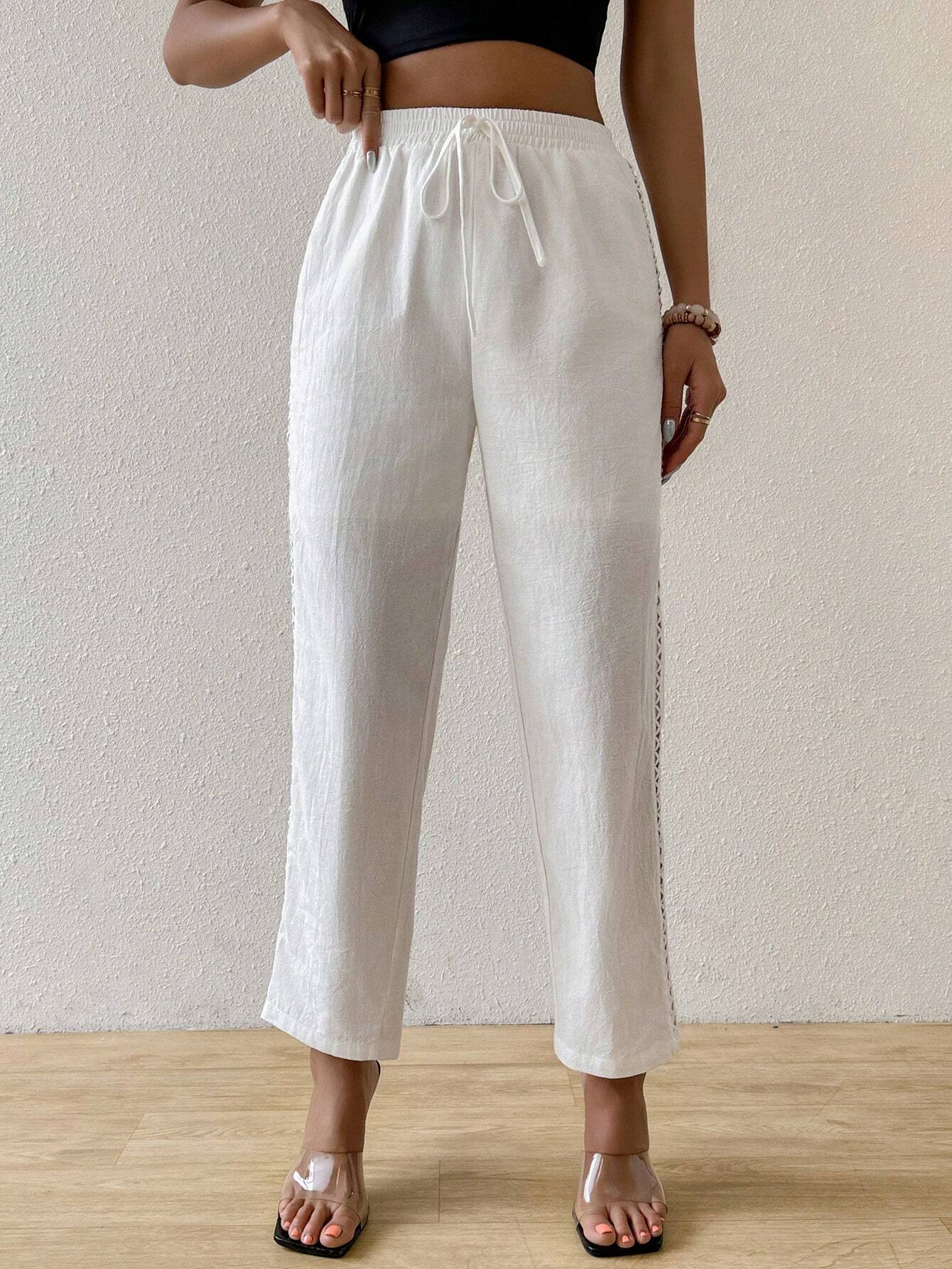 Women’s 2026 Sexy Casual Designer Clever Side Cut-Out Elastic Drawstring Straight Pants