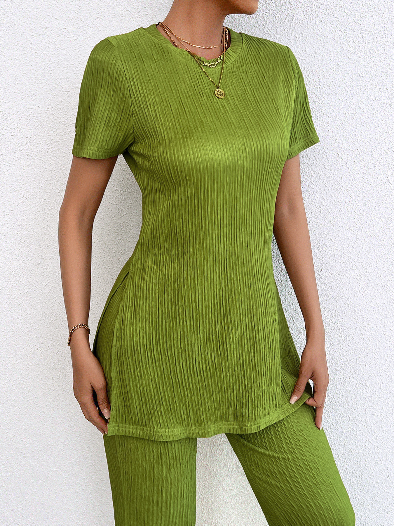 Women’s Summer Casual Fashion Striped Round Neck Two-Piece Set – Bestseller