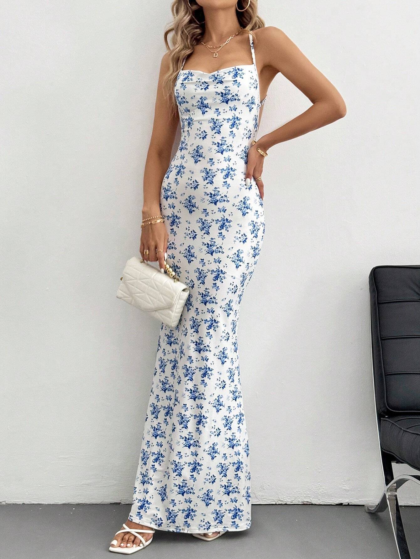 Women’s 2026 Spring/Summer New Arrival Sweet Fresh Camisole Backless Floral Resort Dress