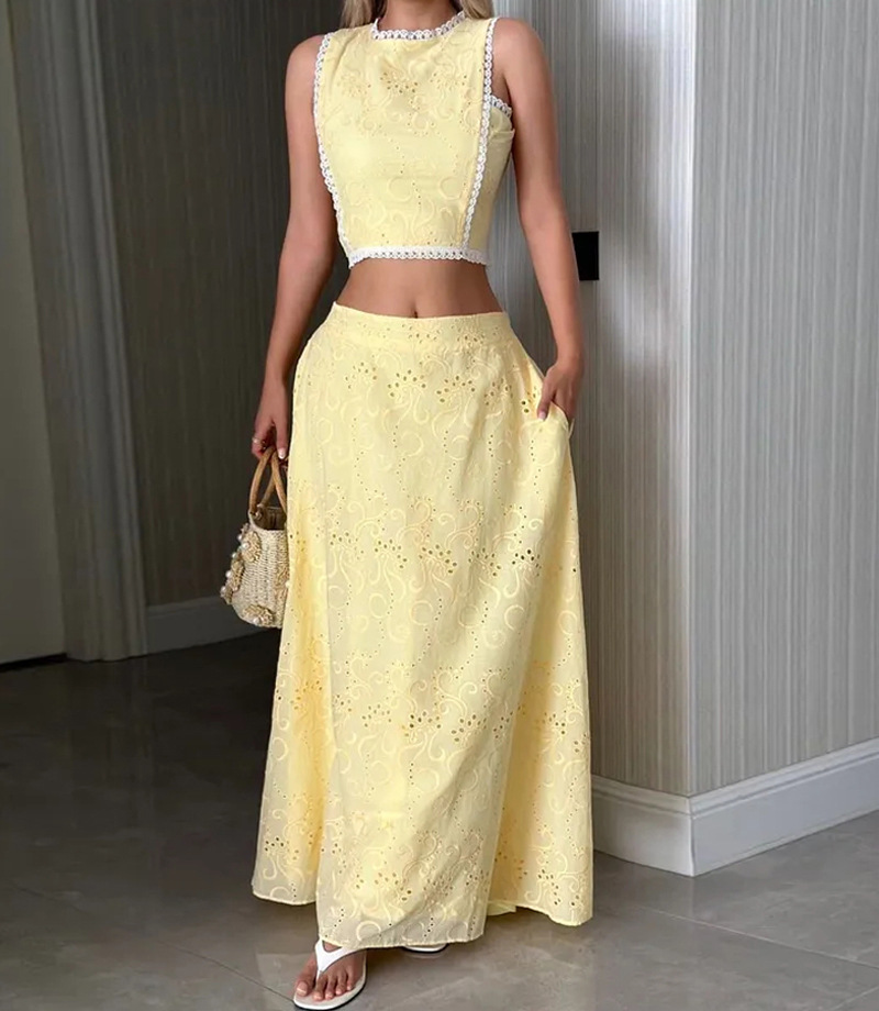 Women’s Sleeveless Maxi Dress Two-Piece Set with Pockets – INS Casual Vacation Loose Fit