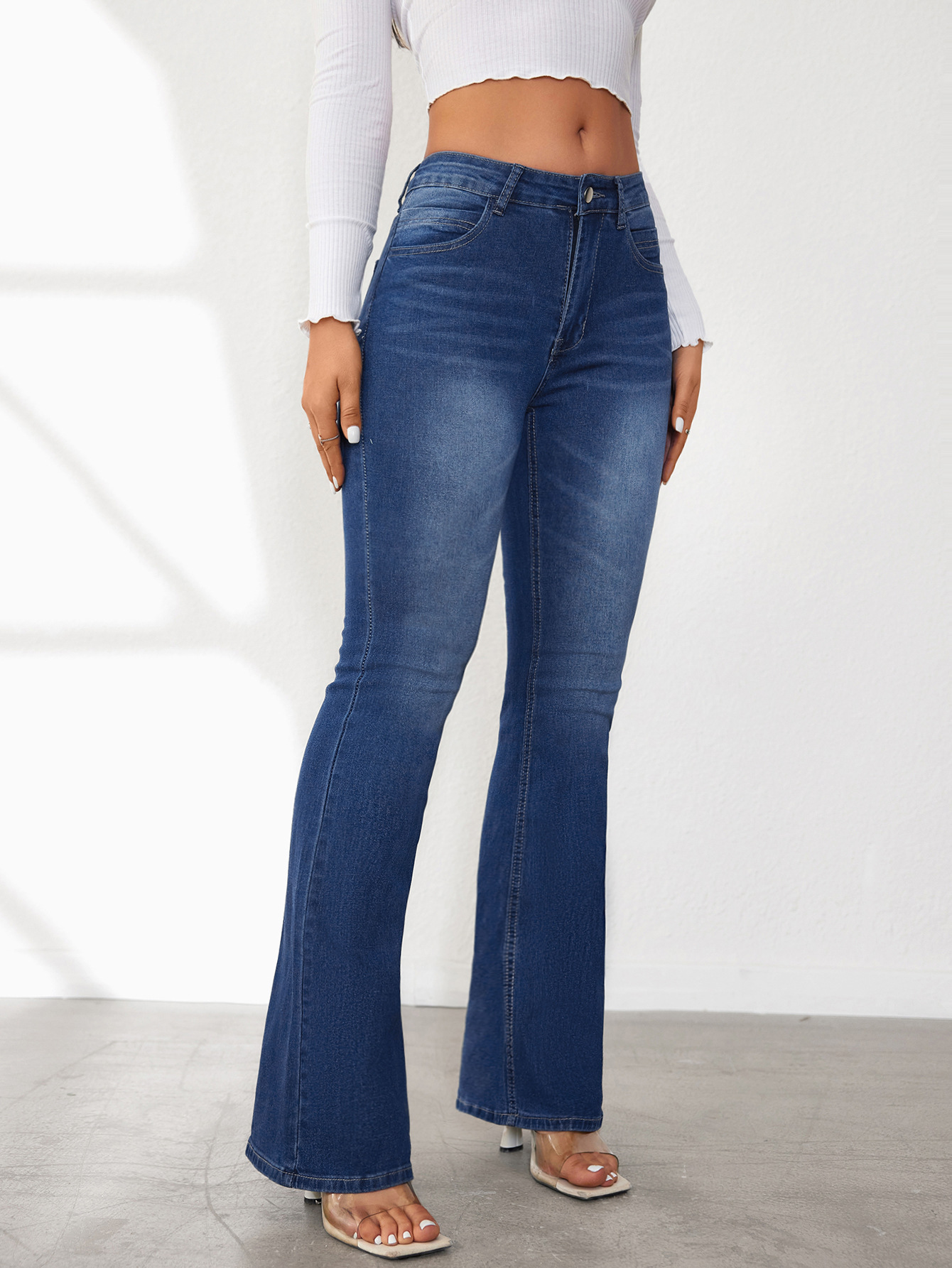Women’s Fashion High-Waist Stretch Slim-Fit Flared Jeans