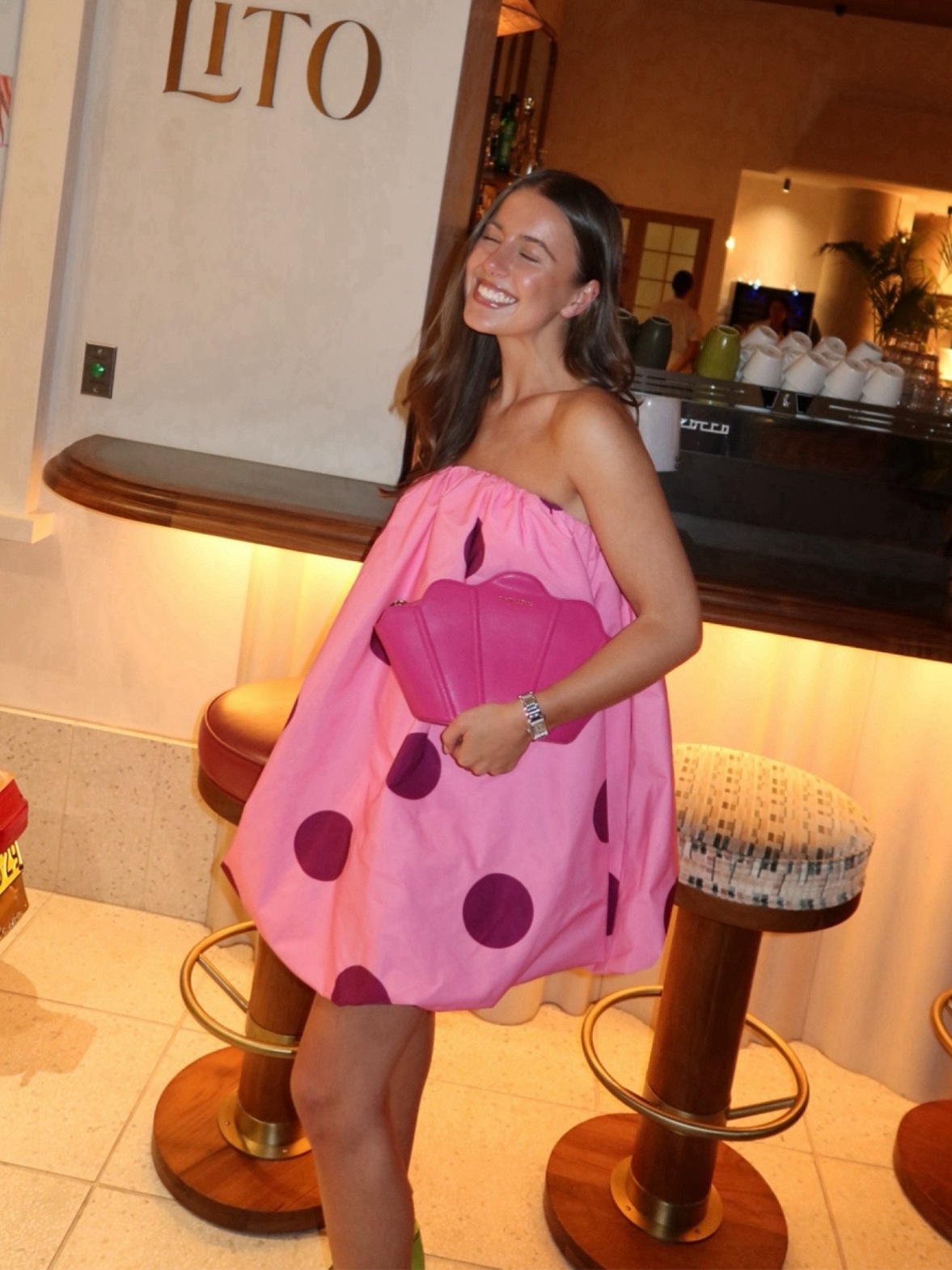 Women’s Spring/Summer New Arrival Polka Dot Print Mini Strapless Dress