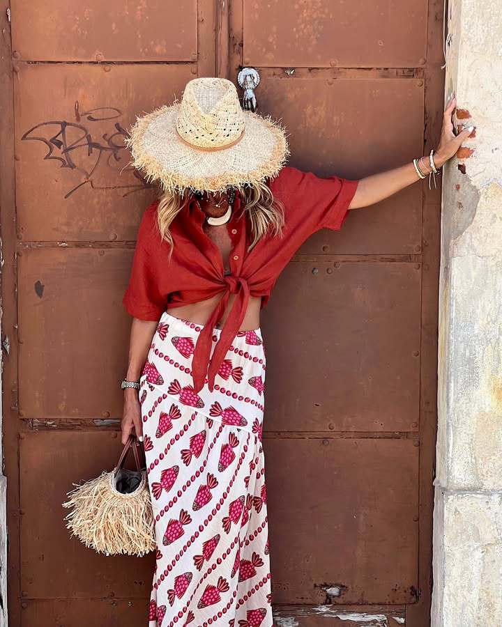 Women’s Fall New Arrival Printed High-Waist Casual Resort Long Skirt