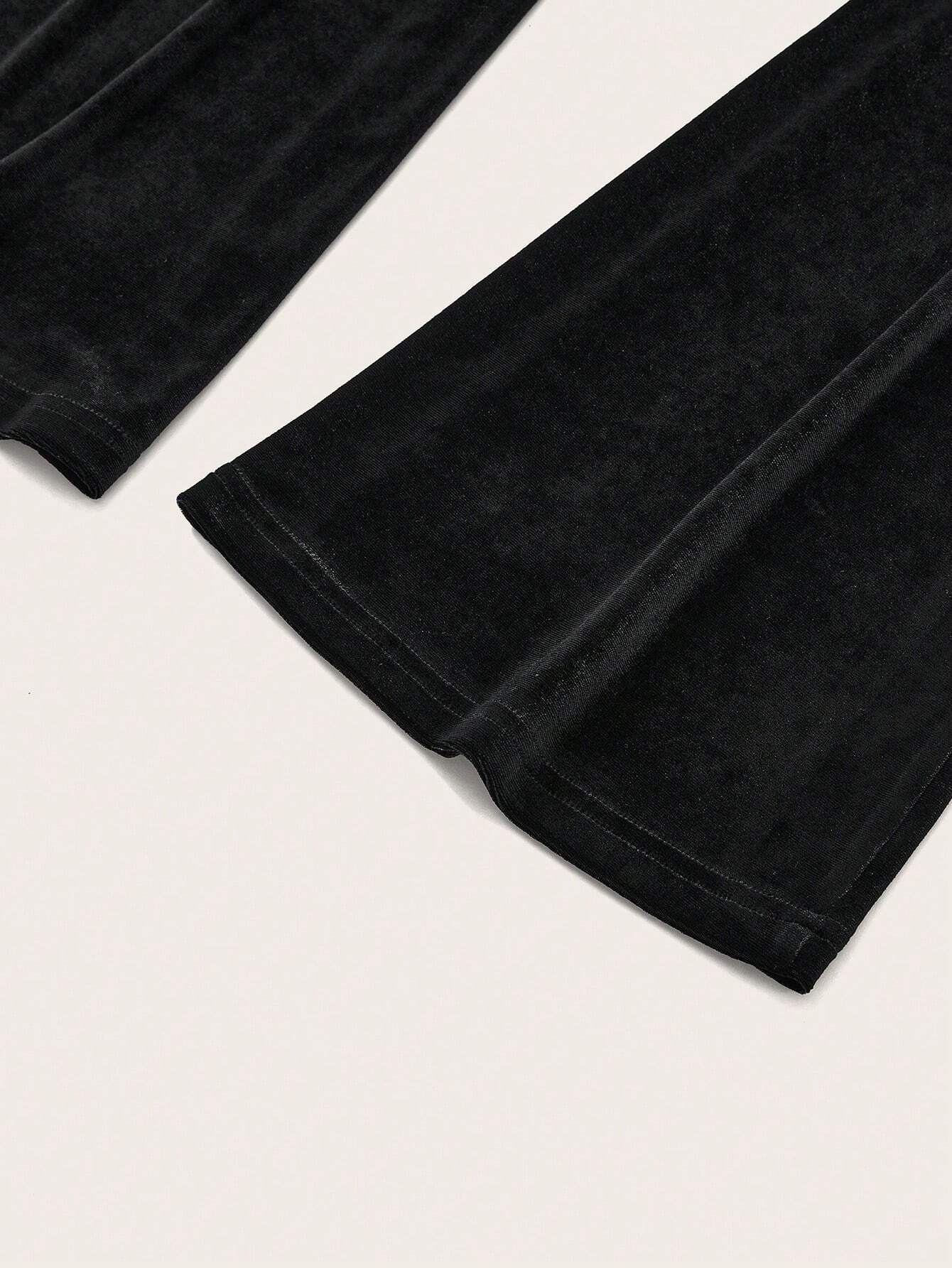 Women’s 2026 Minimalist Korean Velvet Casual Pants – Spring/Summer High-Waist Slim-Fit Elastic Waist Wide-Leg Long Pants