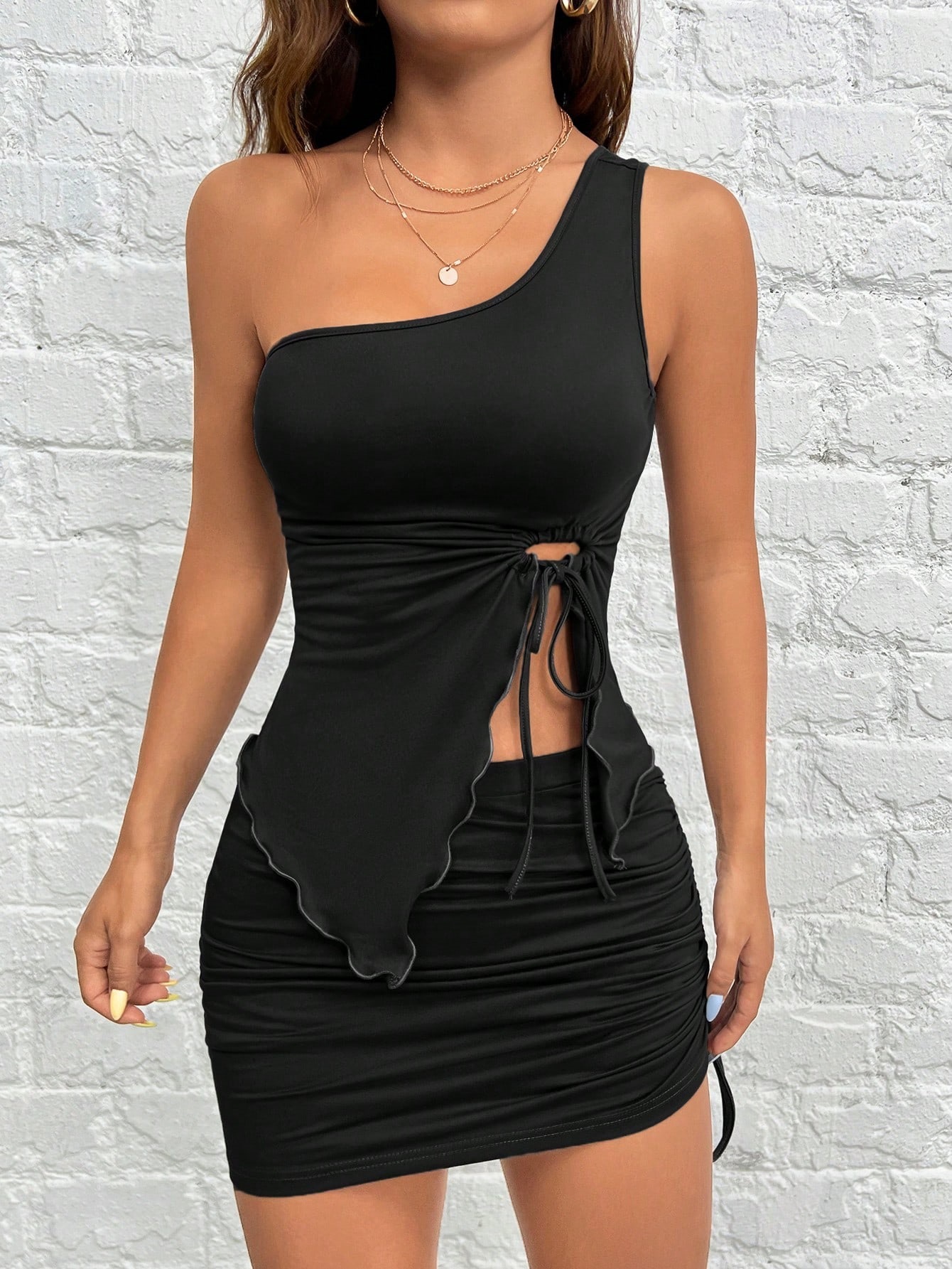 Women’s One-Shoulder Camisole Dress – 2026 Spring/Summer Sexy High-Waist Style