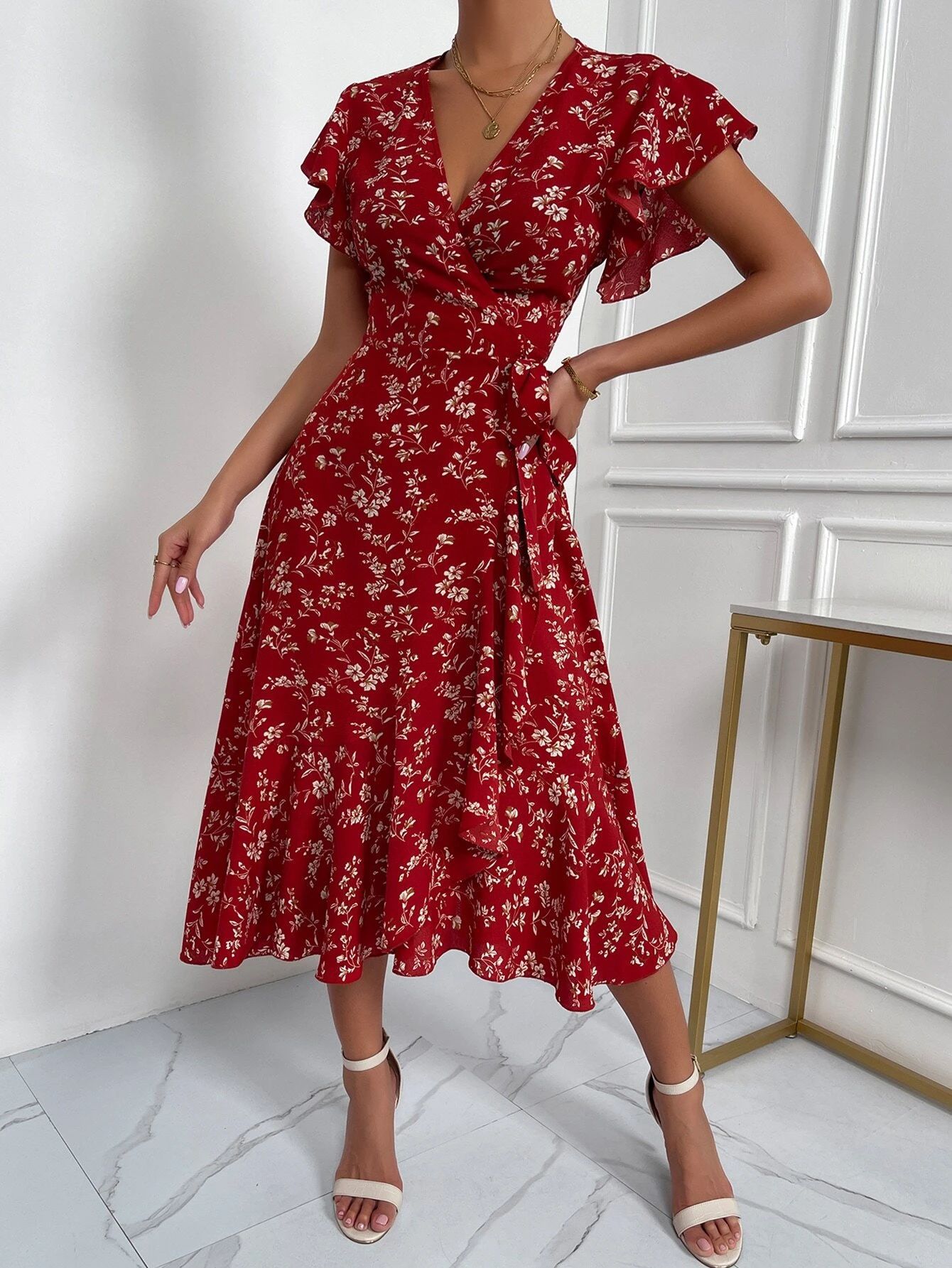Women’s 2026 Sexy Deep V-Neck Tie Waist Bestseller Floral Resort Maxi Dress