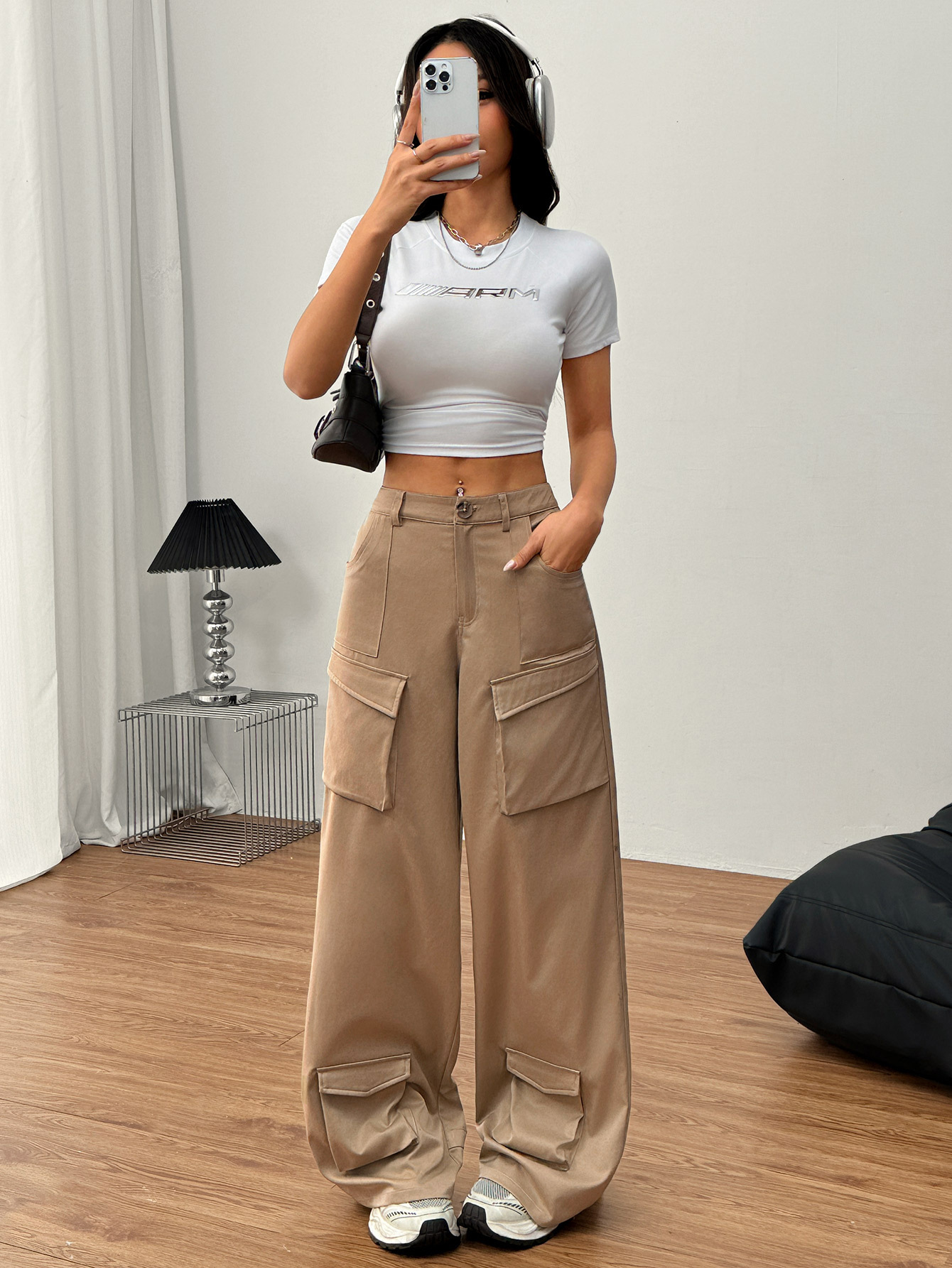 Women’s 2026 Spring/Summer New Arrival Loose Casual American Wide-Leg Long Pants Streetwear Pocket Cargo Pants
