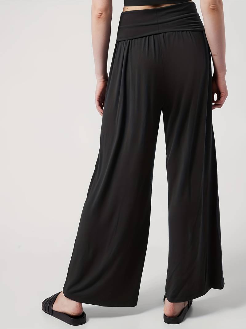 Women’s 2026 Bestseller Minimalist Wide-Leg Casual Pants – Spring/Summer Elastic Waist Designer Waist-Cinching Long Pants