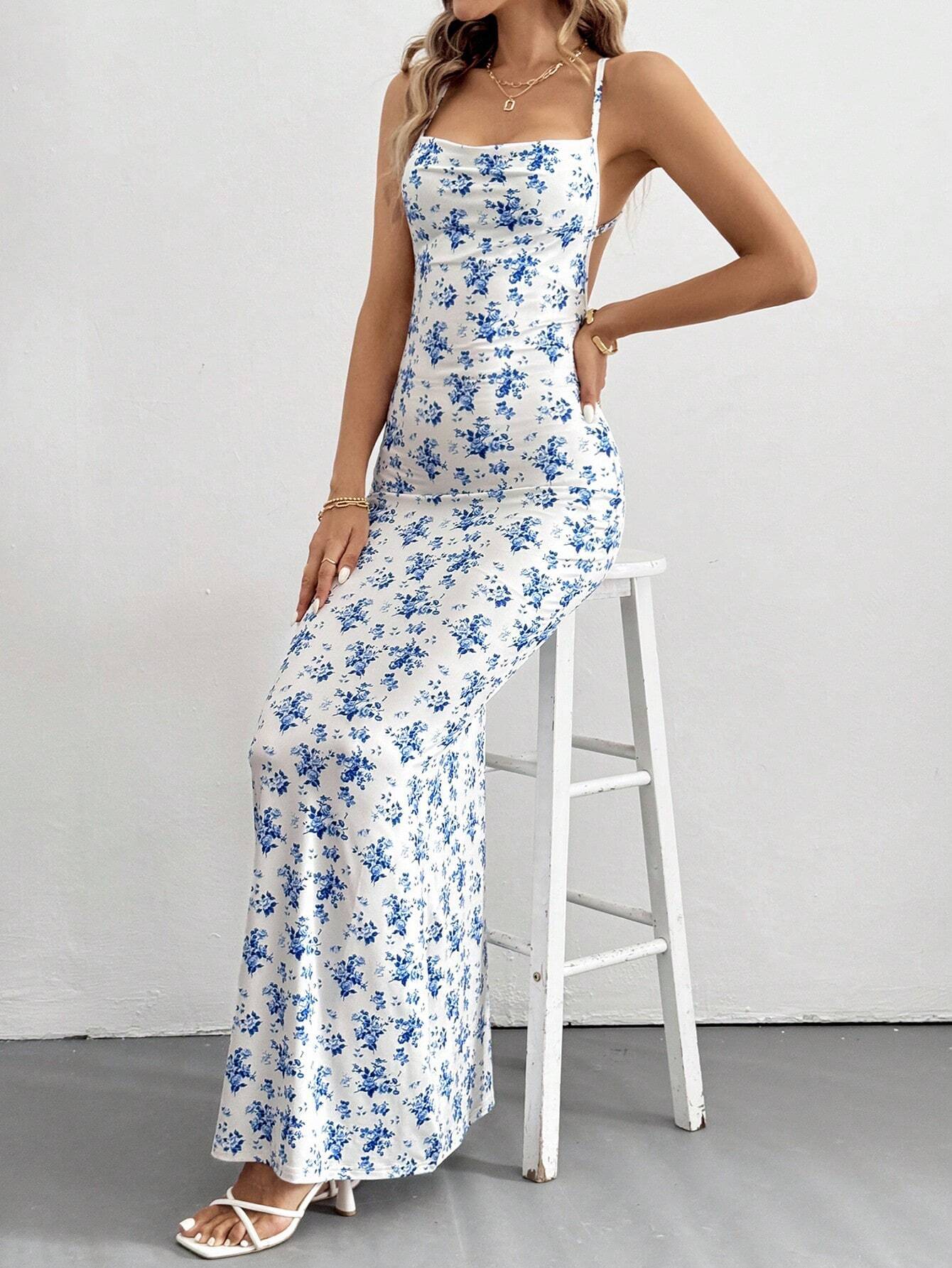 Women’s 2026 Spring/Summer New Arrival Sweet Fresh Camisole Backless Floral Resort Dress