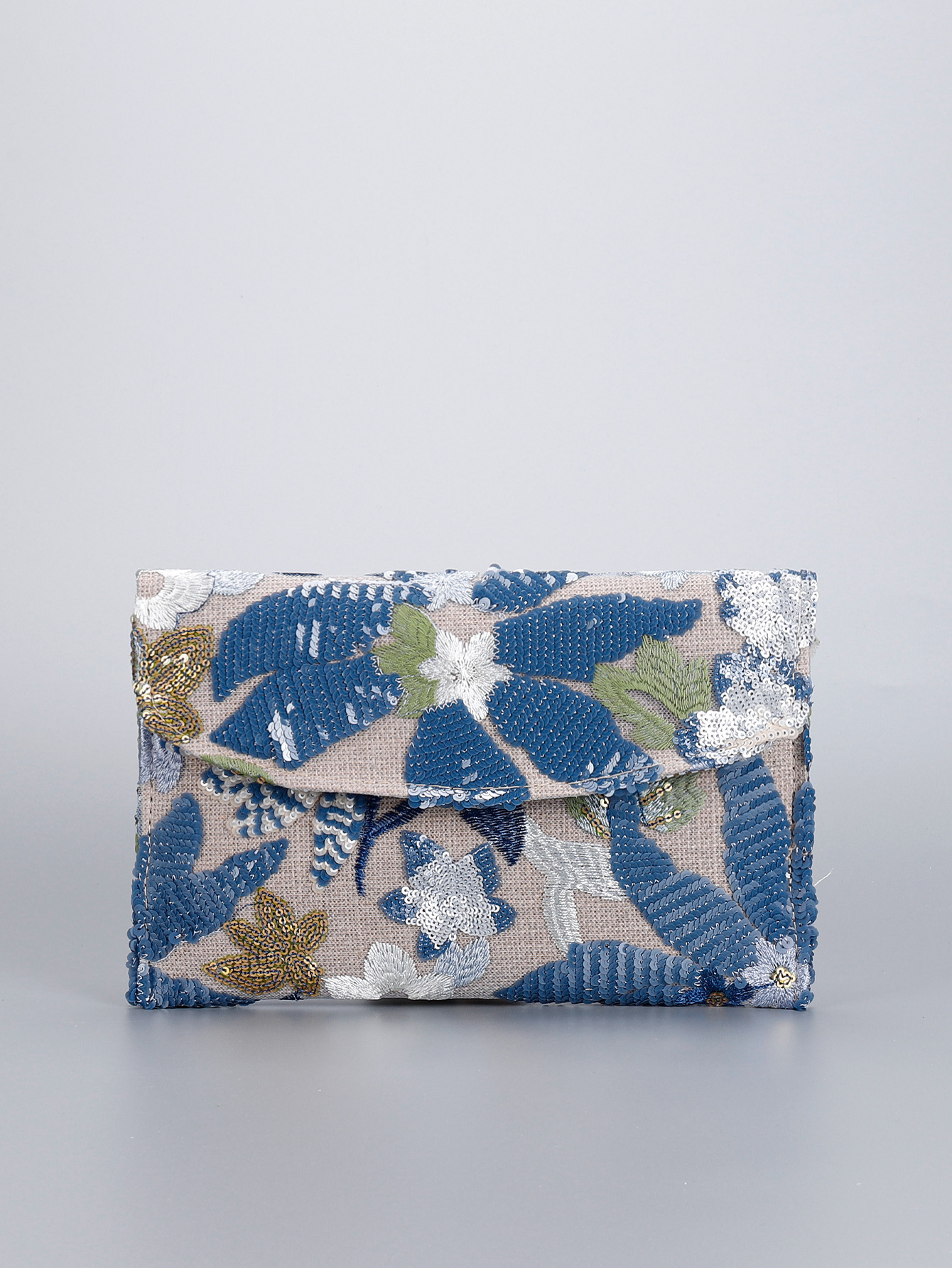 Women’s High-End Envelope Bag – Sequin Embroidery Straw Woven Unique Clutch Bag Summer Handmade Woven Purse