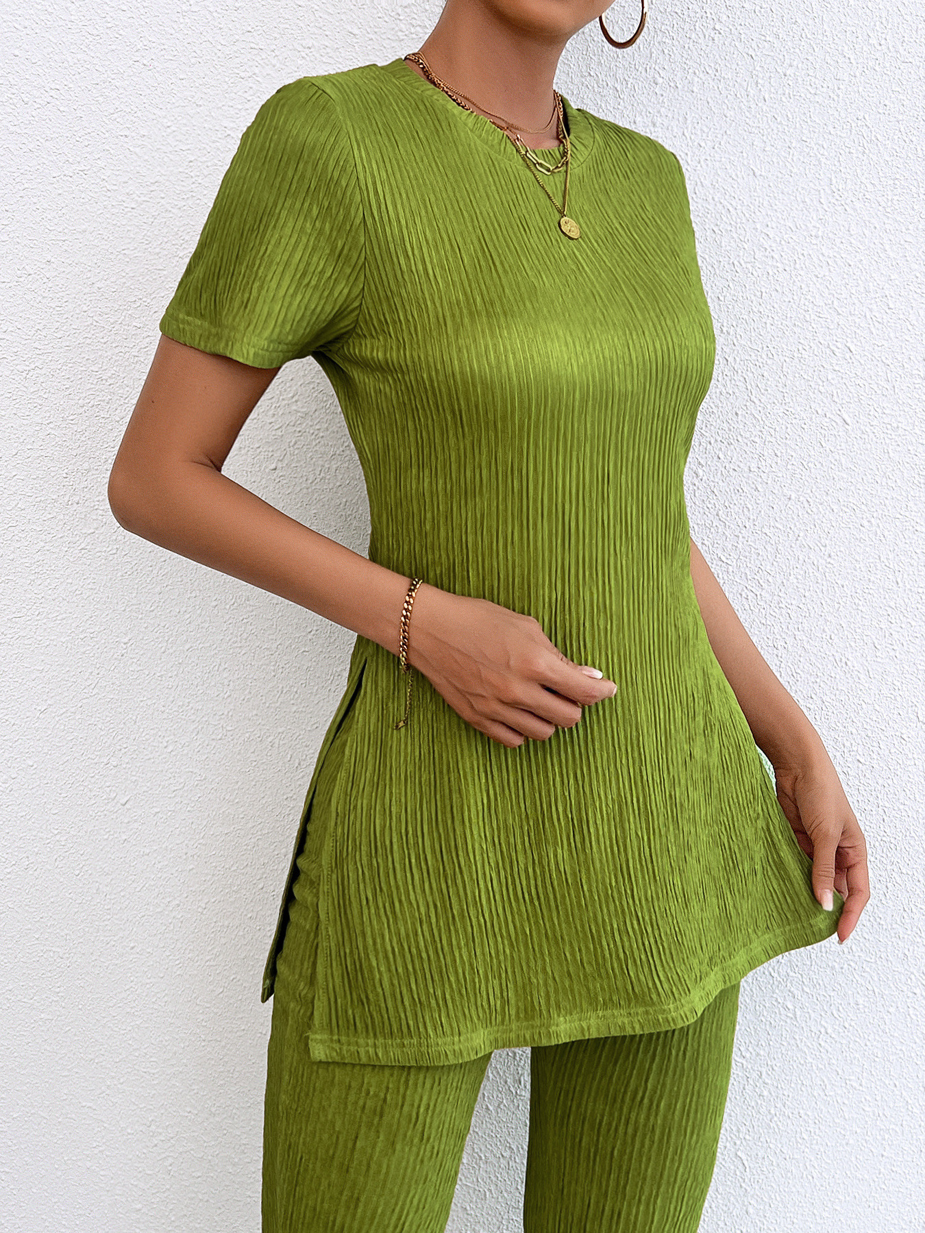 Women’s Summer Casual Fashion Striped Round Neck Two-Piece Set – Bestseller