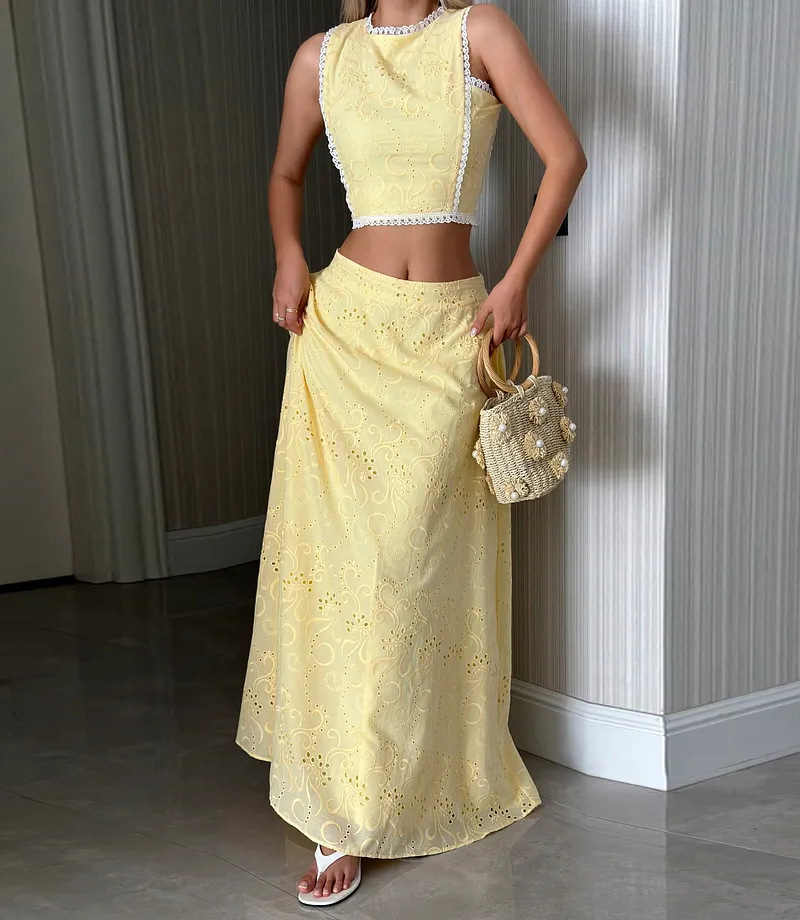 Women’s Sleeveless Maxi Dress Two-Piece Set with Pockets – INS Casual Vacation Loose Fit