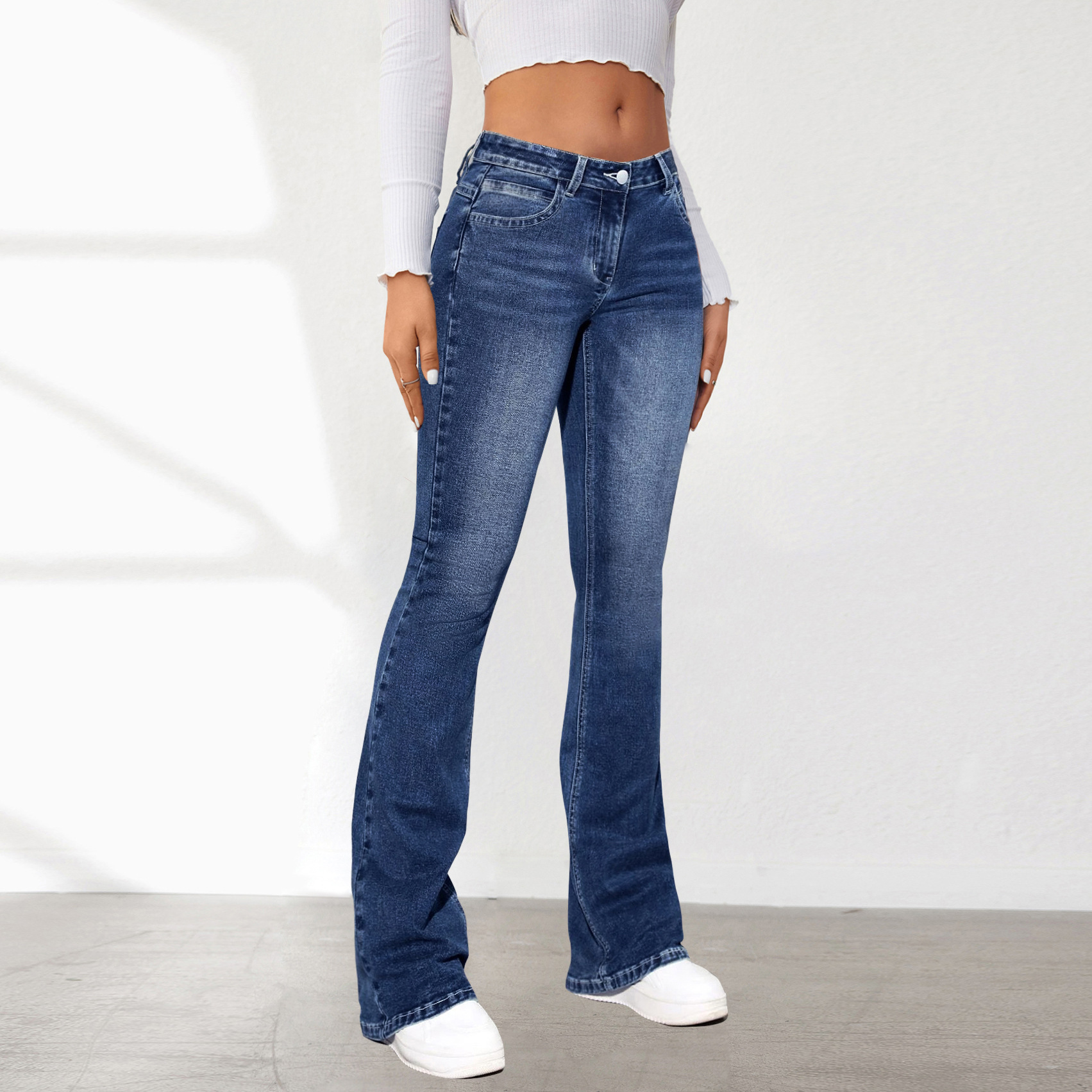 Women’s Stretch Flared Jeans – Summer New Arrival, Vintage Washed Long Denim Pants