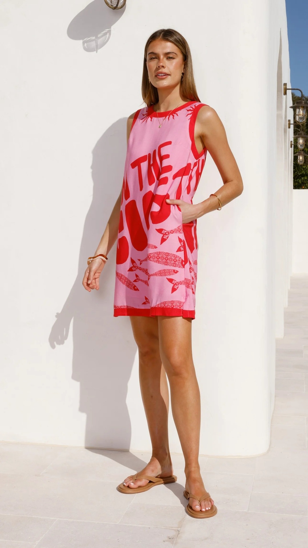 Women’s New Arrival Placement Print Color-Block Sleeveless Tank Dress