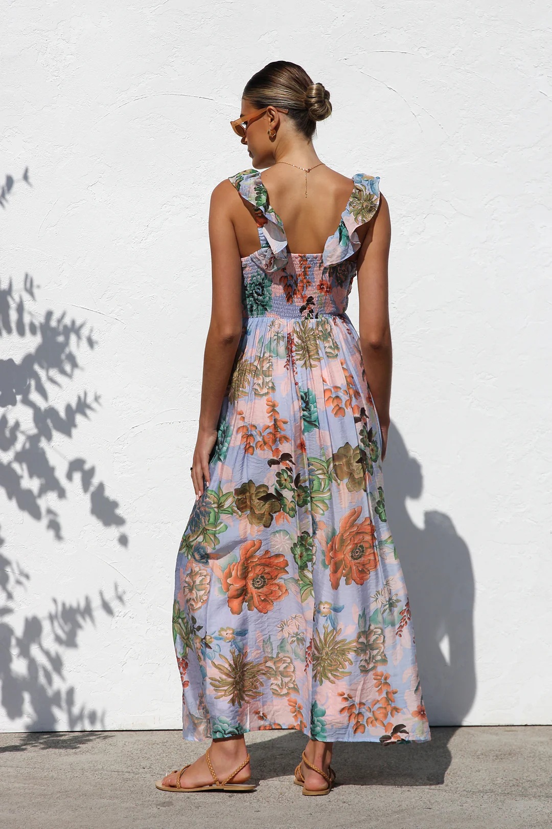 Women’s Summer New Arrival Ins Style Printed V-Neck Flared Camisole Maxi Dress