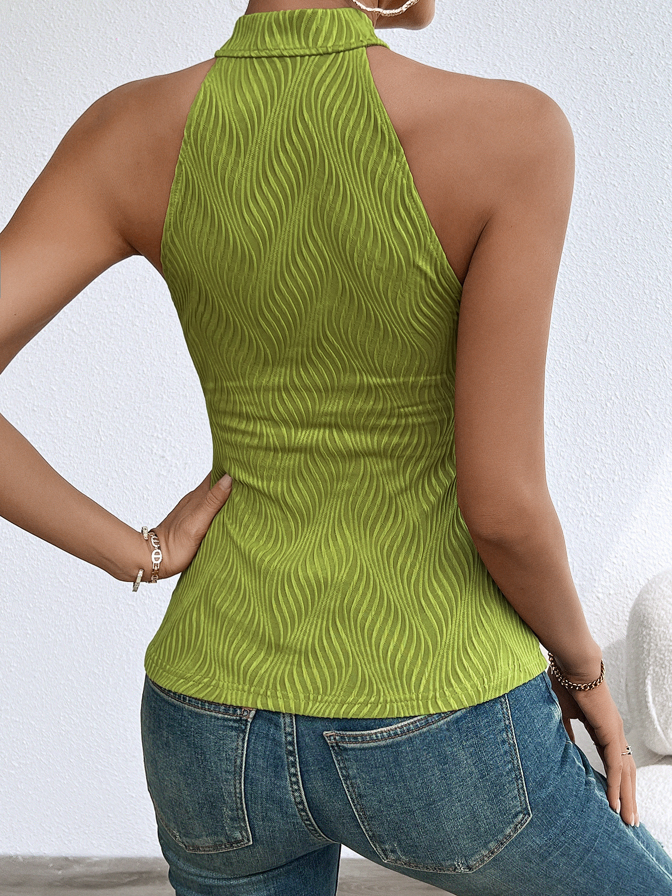 Women’s Halter Sleeveless Sanded Ribbed Knit Top – Fashionable & Versatile