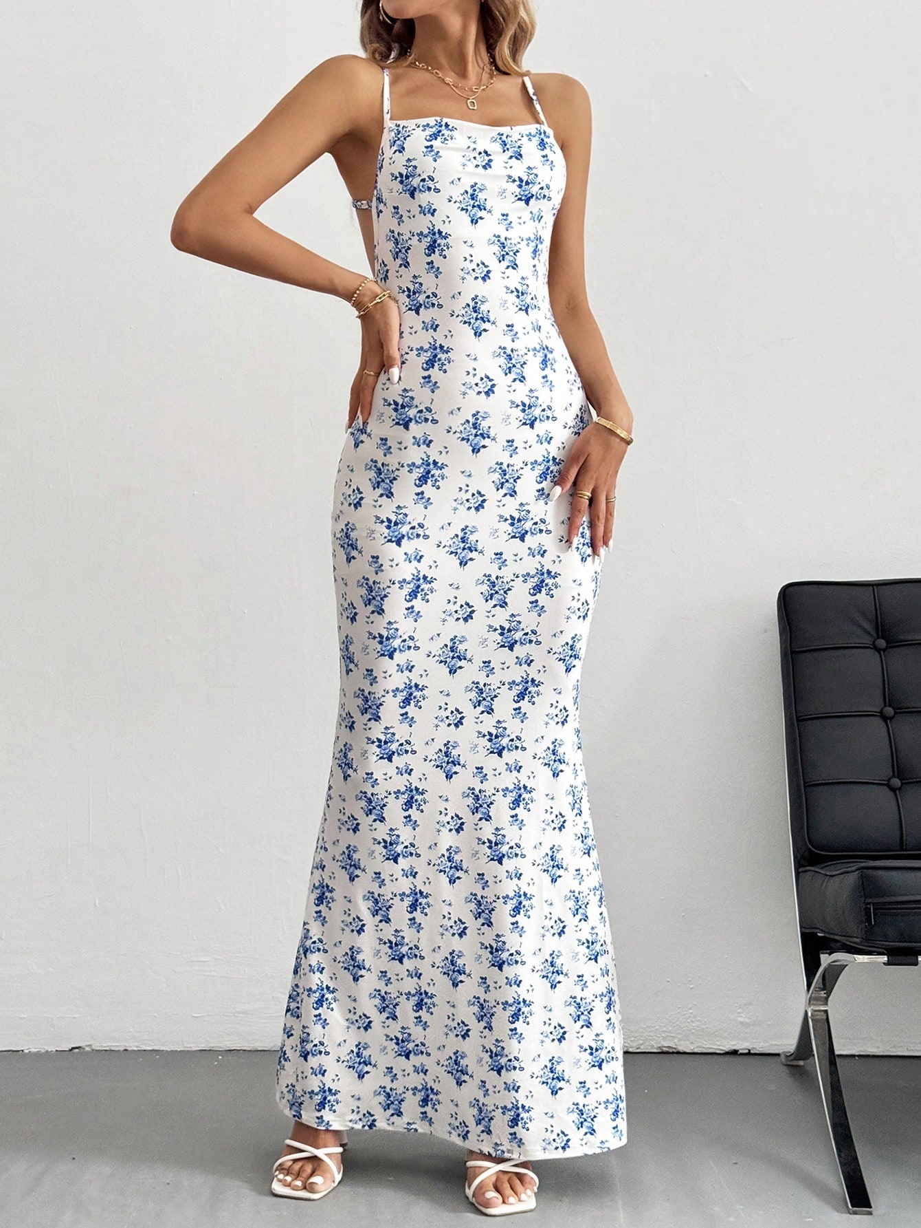 Women’s 2026 Spring/Summer New Arrival Sweet Fresh Camisole Backless Floral Resort Dress