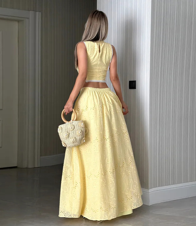 Women’s Sleeveless Maxi Dress Two-Piece Set with Pockets – INS Casual Vacation Loose Fit