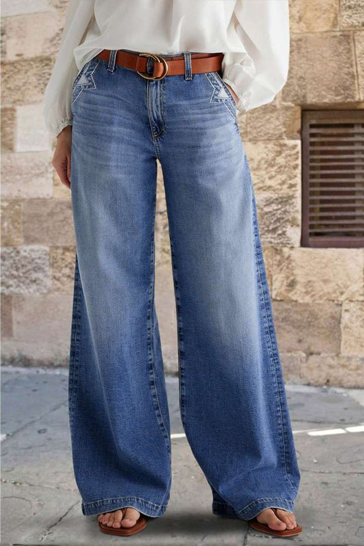Women’s High-Waist Retro Wide-Leg Straight-Leg Long Jeans – Spring New Arrival Casual Pants