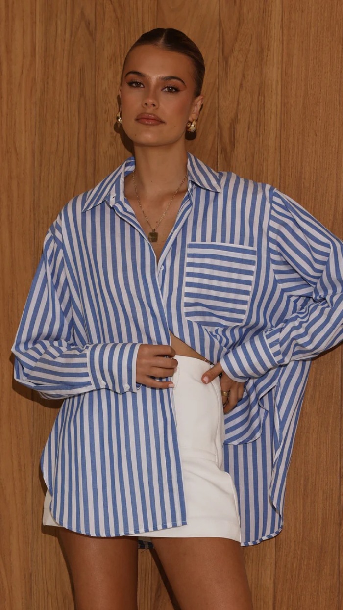 Women’s Striped Shirt – Fall/Winter New Arrival Loose Casual Long Sleeve Blouse Base Layer