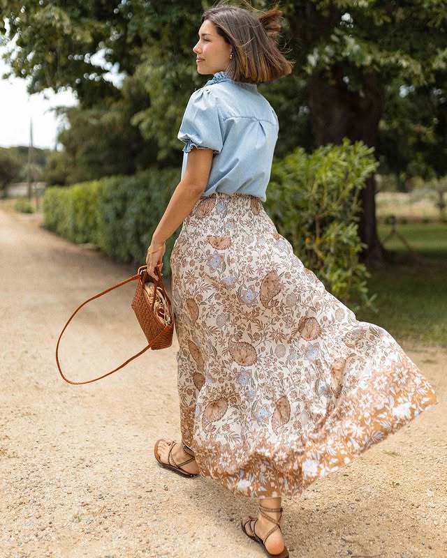 Women’s Summer New Arrival Bohemian Print Resort Flared Skirt