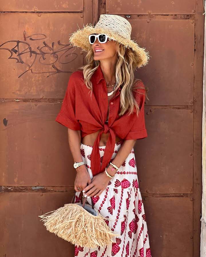 Women’s Fall New Arrival Printed High-Waist Casual Resort Long Skirt