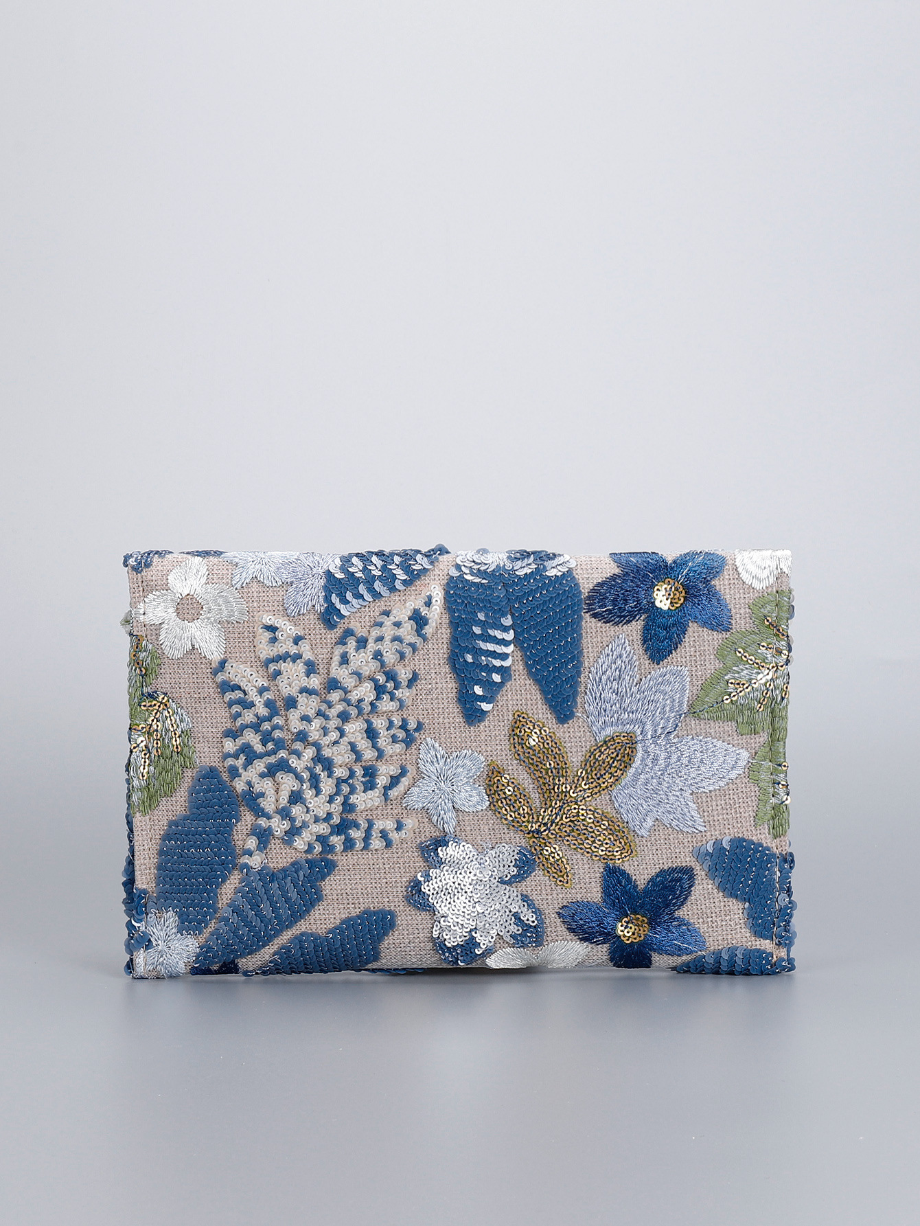 Women’s High-End Envelope Bag – Sequin Embroidery Straw Woven Unique Clutch Bag Summer Handmade Woven Purse
