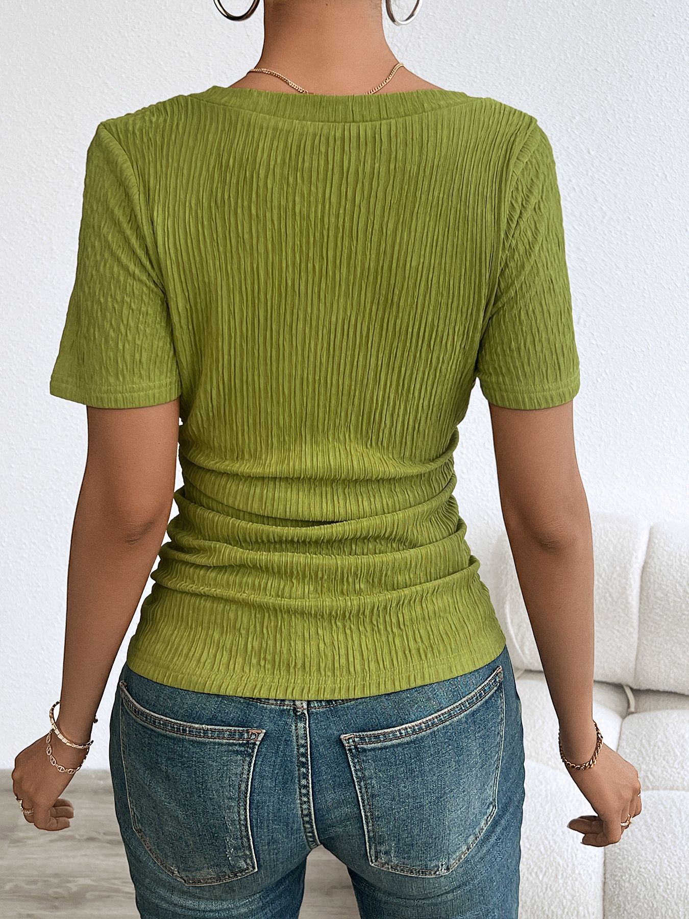 Women’s Spring/Summer Y2K Solid Color Slimming Short Sleeve T-Shirt