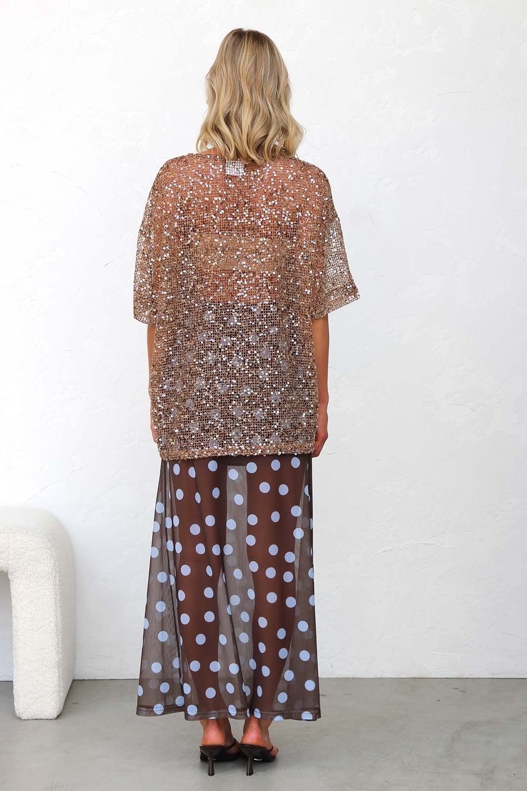 Women’s New Arrival Mesh Polka Dot Stripe Print Casual Resort Skirt