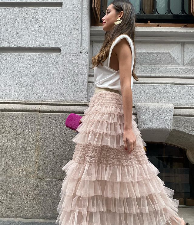 Women’s Summer New Arrival Mesh Patchwork Flared Tiered Skirt